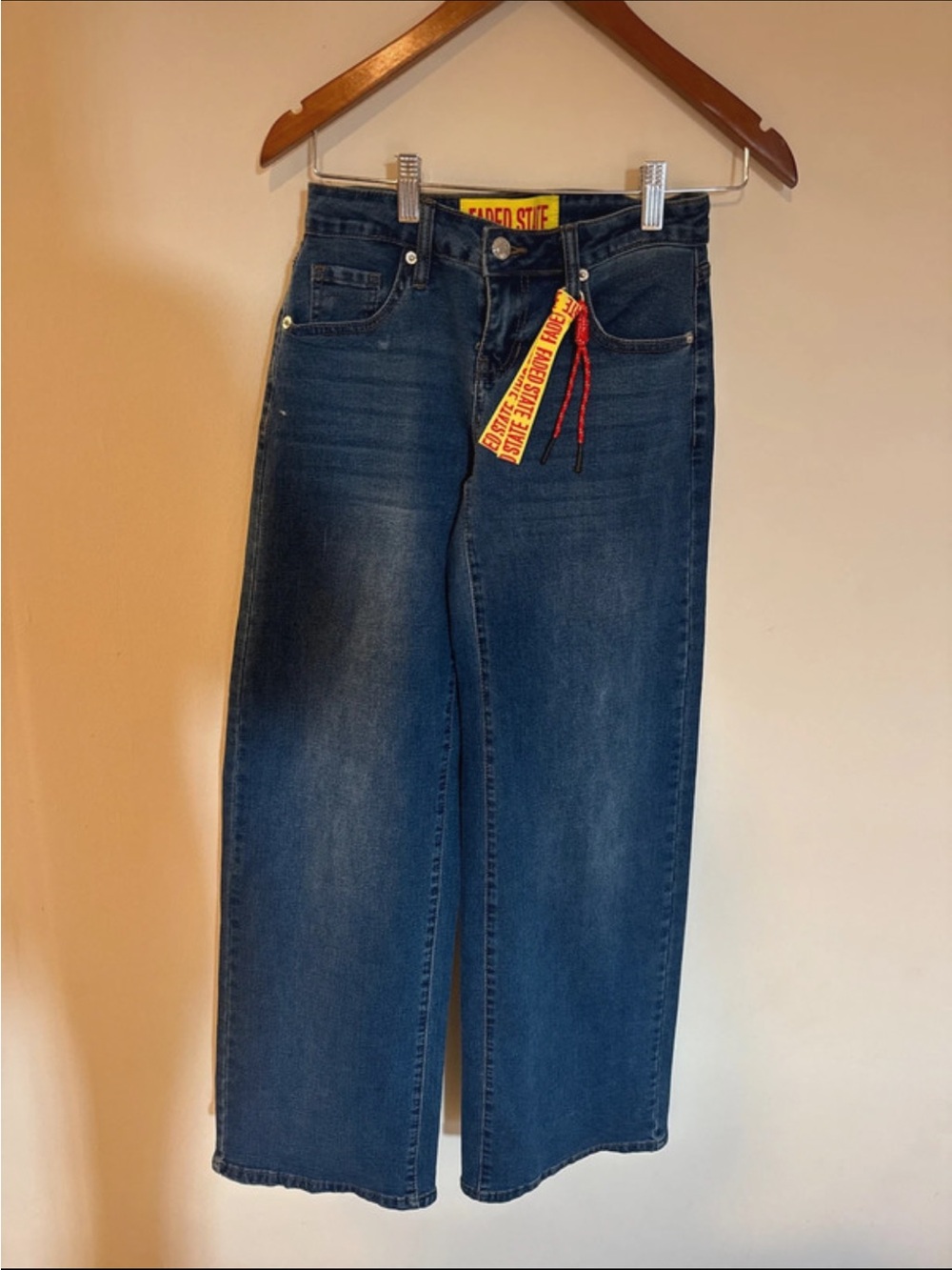 Faded State y2k rhinestone wide leg jeans